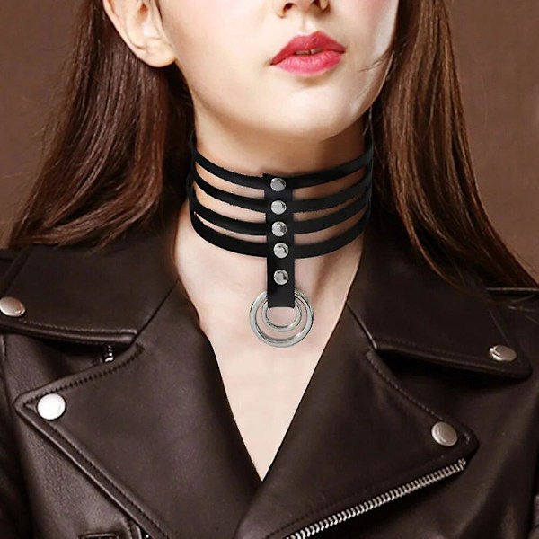 Unik Rund Choker Halsband PU Läder Sexig Present till Kvinnor Halsband Gothic Punk Hals Smycken Sexleksaker X633c