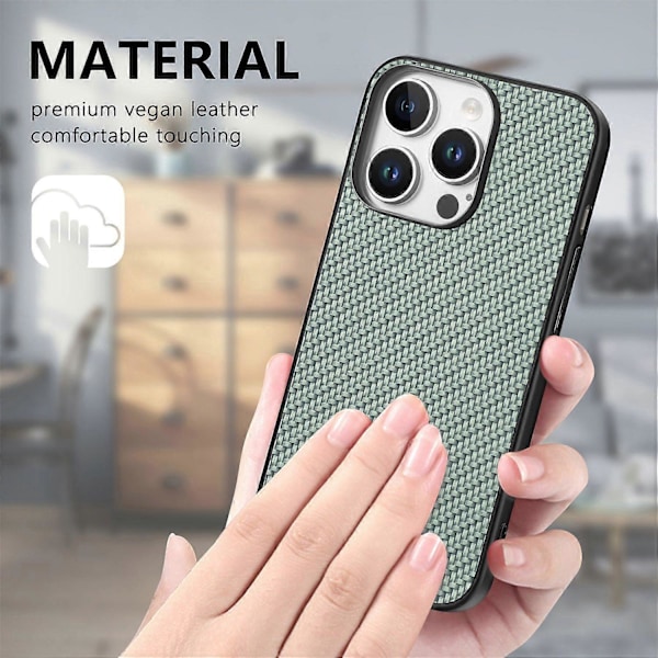 iPhone 16 Pro -kotelo hiilikuitu-pinnalla PU+PC+TPU - Multicolor Green