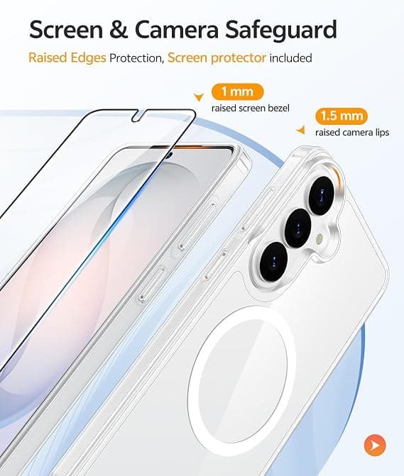 FNTCASE for Samsung Galaxy S26 Plus Case with Screen Protector, MagSafe Compatible, Translucent Matte, Full Camera Protection, Shockproof Clear