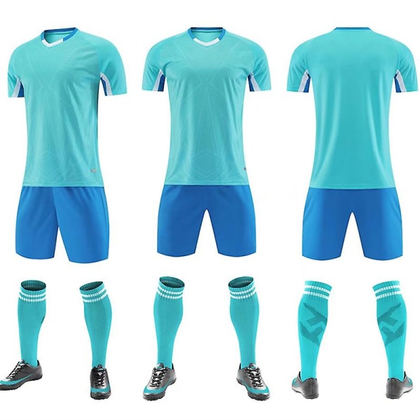 Nya Barn Fotbollströjor Vuxen Fotbollsuniformer Kit Herr Barn Futbol Träningsdräkt Löpsport Tröjor Set L Lake Blue(59062)