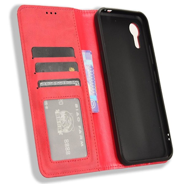 Plånboksfodral i PU-läder för Samsung Galaxy Xcover 7 - Stativ, Retro Design Red Style D Samsung Galaxy Xcover