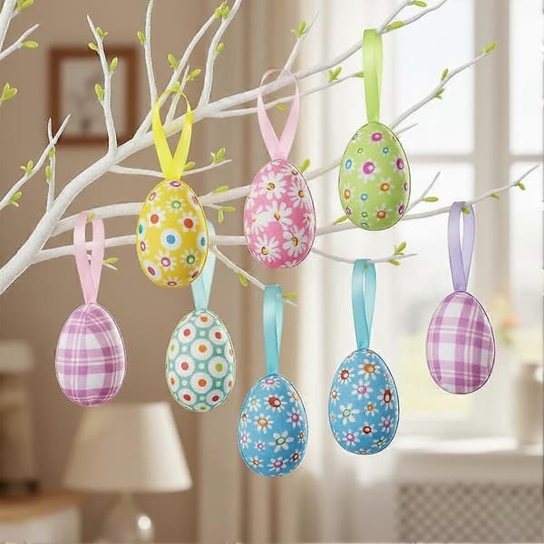 Påskepyntede egg, påskepynt anheng leketøy S7N2 color mixing 8pcs