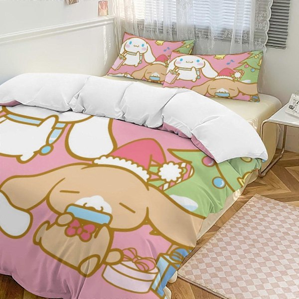 v1326 Cinnamoroll Täcke Set Tjockt Mjukt 3 Delars Sängklädesset Året Runt Täcke med 2 Örngott för Vuxna Kvinnor Flickor Tonåringar Hem Rum Inredning io 135x200cm 53x78in