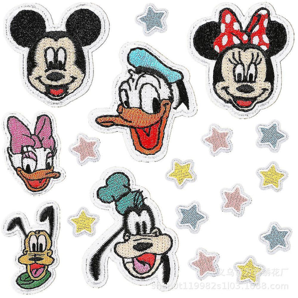 26 st Mickey strykjärnslappar, Minnie Mouse sy på/strykjärn på broderade applikationer lappar för kläder, jeans, klänning, hattar, byxor