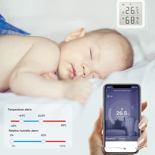Wifi trådløs temperatursensor, Wifi temperatur- og fuktighetsmonitor, trådløs innendørs hygrometertermometer, hjemmeautomatiseringsscenesystem
