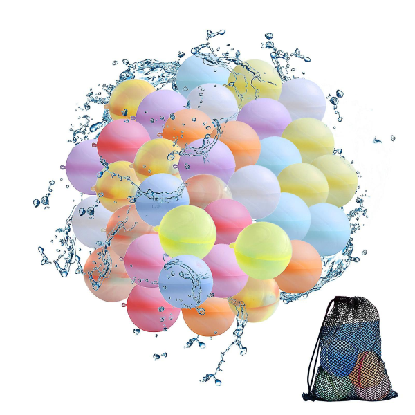 Genanvendelige vandbombeballoner, latexfri silikonevandsprøjtebold med netpose, selvlukkende vandbombe til børn Voksne udendørs aktivitet 24pcs