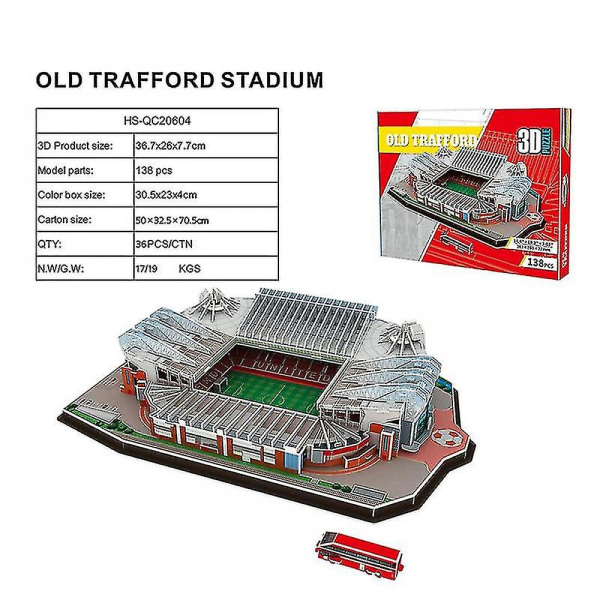 Klassisk Jigsaw Diy 3d Pussel World Football Stadium monterad byggnadsmodell Old Trafford