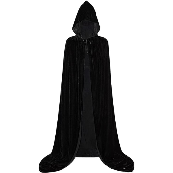 Cape med huva, unisex Halloween vampyrkappa med lång huva för vuxen cosplay vampyrkostym Halloween kostym (svart, M)