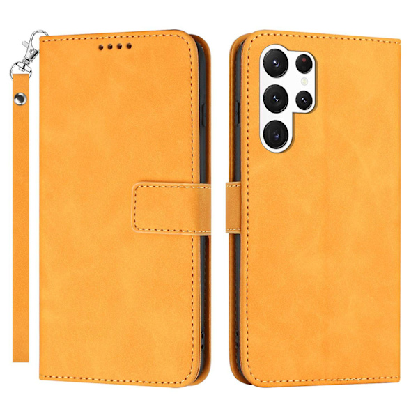 For Samsung Galaxy S23 Ultra Slim Fit Telefondeksel Magnetisk Låsestativ Mobiltelefon Flip Lommebokdeksel Yellow Samsung Galaxy S23 Ultra