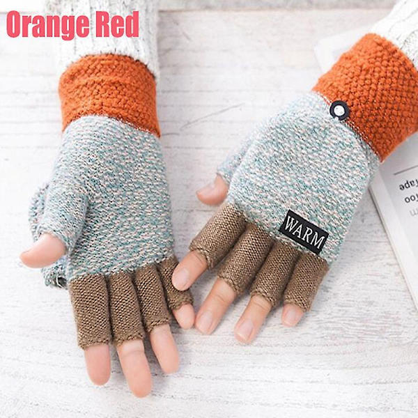 Damvantar Varma Vinterhandskar Flip Handskar Tjockare Ull Stickade Filp Handskar Fingerlösa Handskar coffee1pc