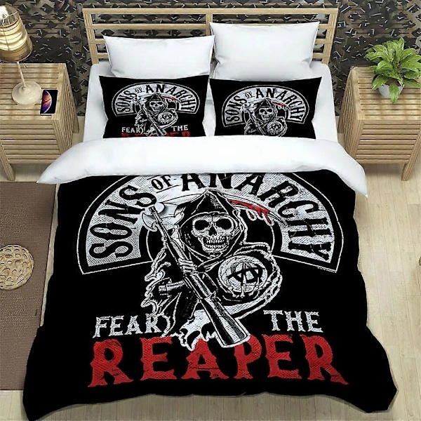 a671 Lakanat Sons of Anarchy Retro -kuvioiset vuodevaatesetit hienot tarvikkeet setti pussilakana peitto vuodevaatesetti ylellinen syntymäpäivälahja 3-osainen 135x200cm 53x78in
