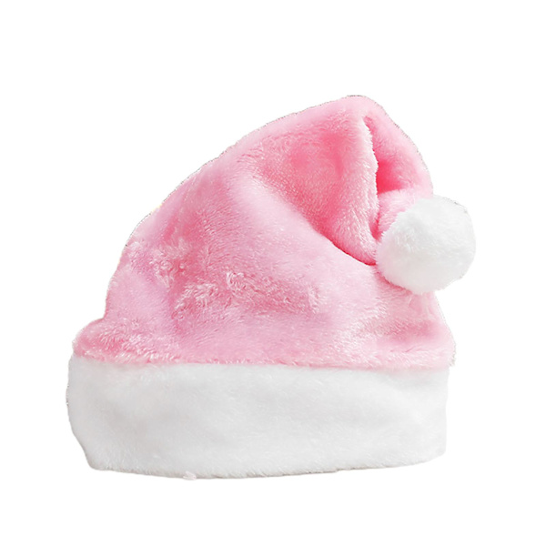 Plush Julehat Blød Behagelig Vibrerende Farve Julehat Festival Dekoration Pink
