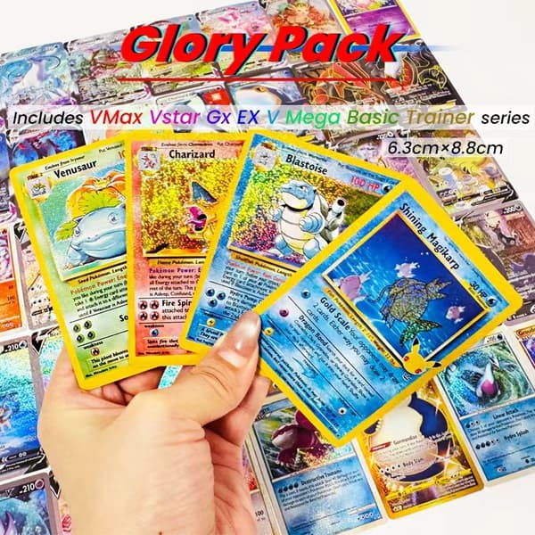 Ny Flash Pocket Series Glory pack VMax Vstar Gx EX V Mega Basic Trainer Series Barnfödelsedagspresentsamling Battle Card
