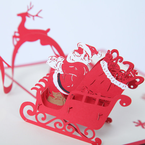 5 3D-joulutervehdyskorttia Lentävä hirviauto, joka valmistaa joulua