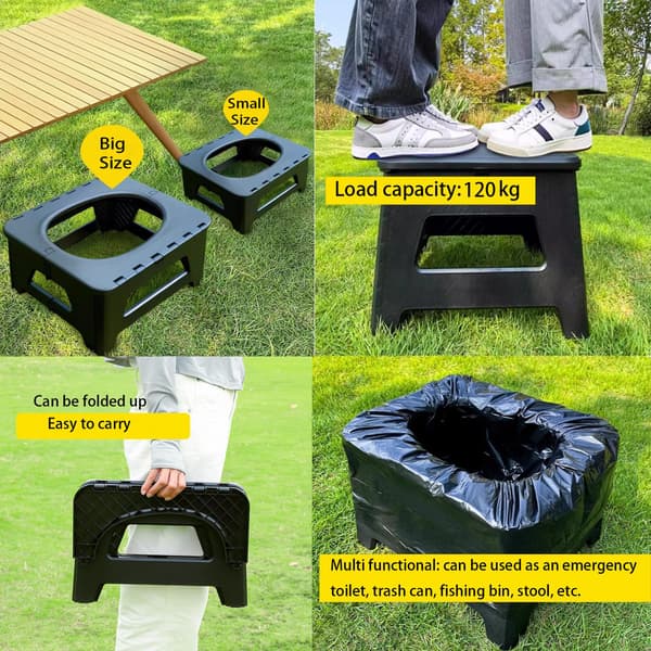 Compact Emergency Toilet, Portable Foldable Solution for Outdoor Camping Trips and Traffic Jams, Discreet Design Grey