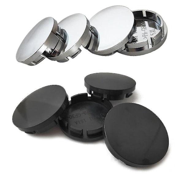 4 st/set Svart/silver 56mm Abs-lock Centrumkåpor Bil Universal Bilhjul Centrumkåpa För Fälg