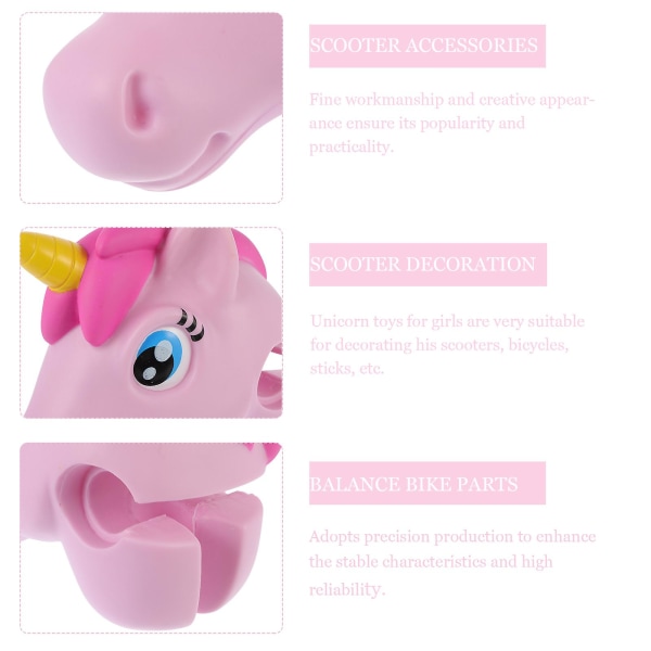 1 st Scooter Tillbehör Unicorn Head Leksak Dekoration Presenter för småbarn Kid Girl Pink 17X14CM
