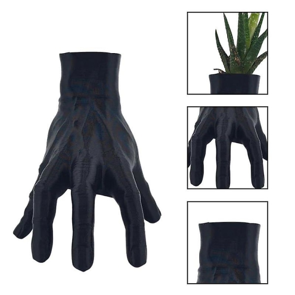 Onsdagar Addams Hand Palm Planter, Blomkruka Suckulent Planter, Resin Cactus Planter, Resin Blomkruka Black