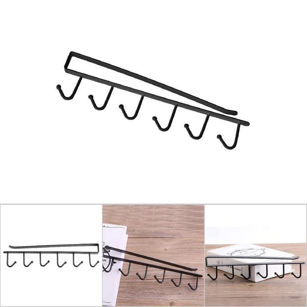 Multifunction Kitchen Storage Rack Cabinet Shelf Hanging Hook Wardrobe Organizer Holder Black 0.2