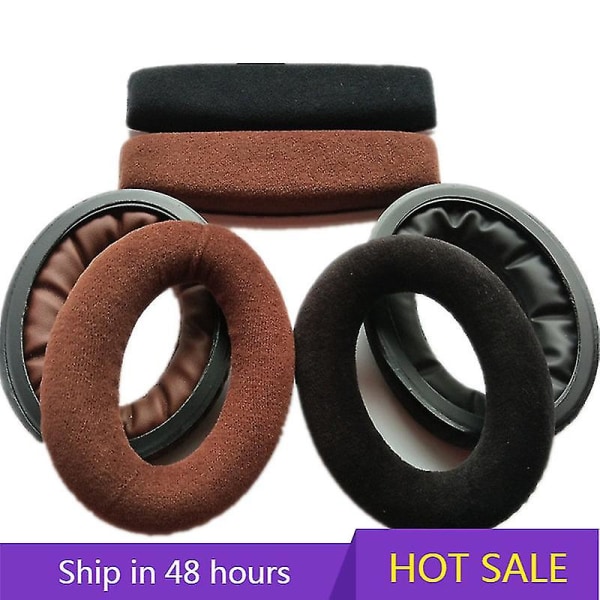 Vaihtokorvatyynyt Sennheiser Hd 515 518 555 595 558 -kuulokkeisiin, nahkaiset korvatyynyt, samettiset korvatyynyt, kuulokkeiden suojus headband-black