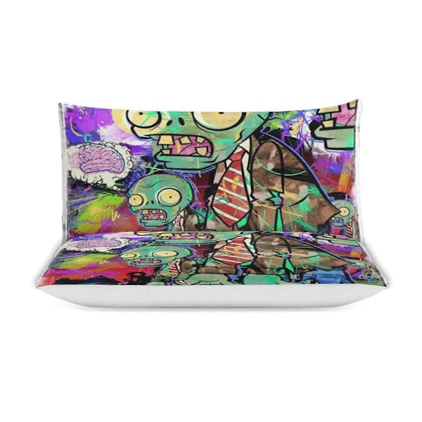 v1469 Plants Vs Zombies Dynesett Tykkere Myk 3 Deler Sengetøy Sett Helårs Dynetrekk med 2 Putetrekk for Voksne Kvinner Jenter Tenåringer Hjem Rom De 200x200cm 78x78in