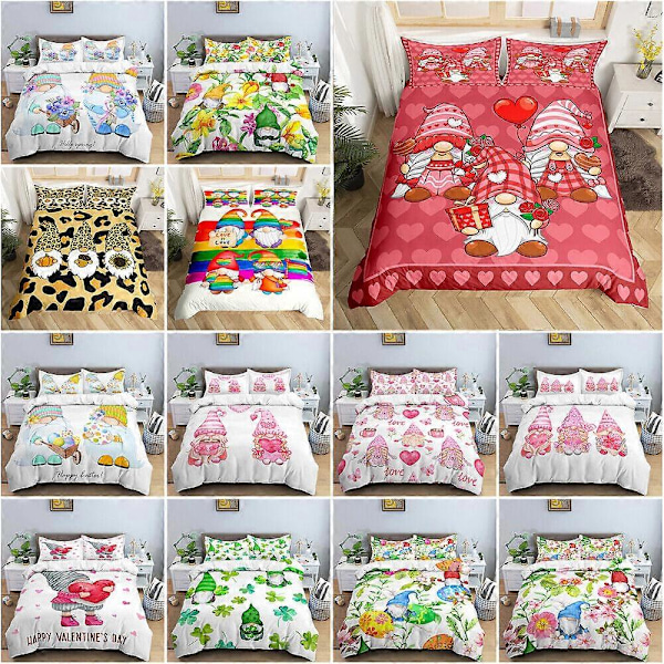 v5653 Sängkläder Tomte Blomma Mjukt Påslakanset Storlek Gåva Sängkläder IU5653 135x200cm 53x78in