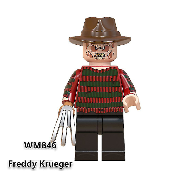 8 stk./sett Hot Horror Movie Characters Mini Figures Billy Freddy Jason Byggeklosser Minifigurer Leker Barn Halloween Kreative Gaver