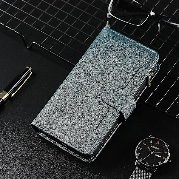 Kompatibel med Xiaomi Mi 11t/11t Pro Fodral Dragkedja Magnetisk Plånbok Kortfodral PU Läder Flip Fodral Green A