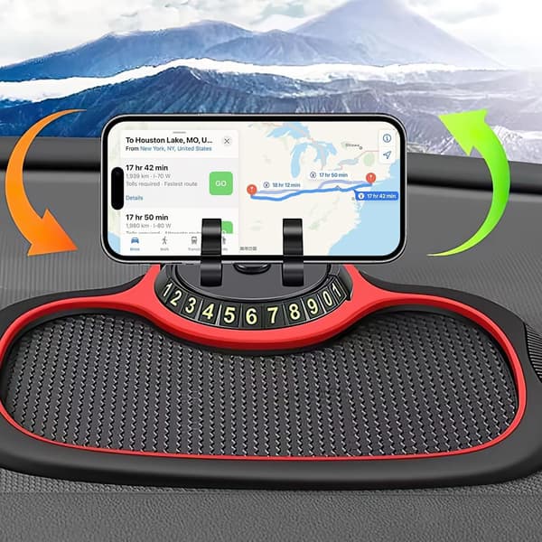 Multifunksjonell sklisikker bilmatte med telefonholder, universell multifunksjonell dashbordmatte for bil med telefonholder