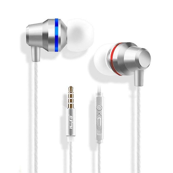 Extra bas hörlurar trådbundna hörlurar 3,5 mm hörlurar med mikrofon nudlar stil sport headset silvery