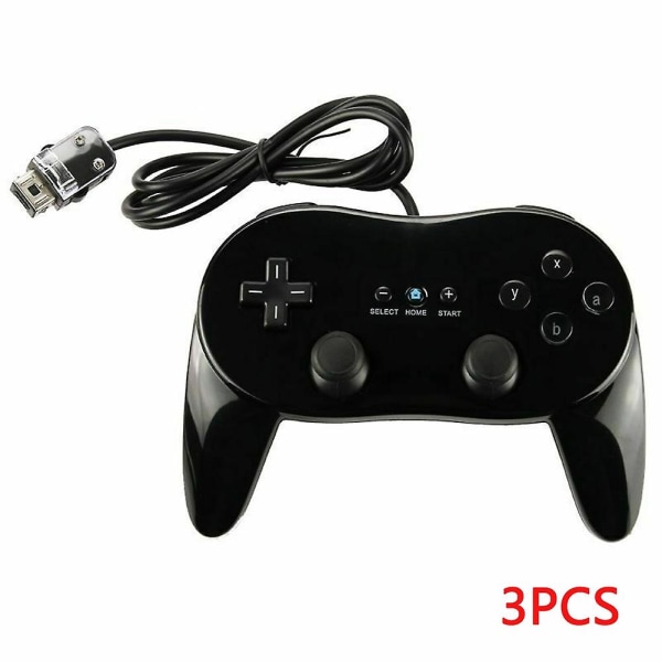 Klassisk spelkontrollplatta Konsol Joypad för Nintendo Wii Andra generationens klassiska trådbundna 3pcs black