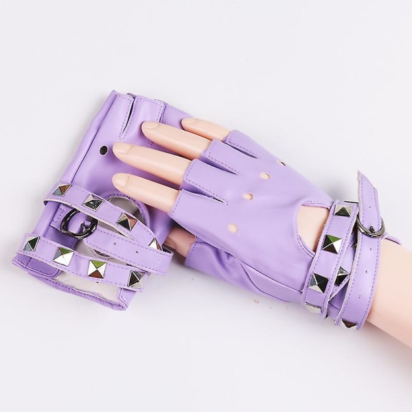 Nya läderhandskar med halvfinger för kvinnor Purple One size fits all