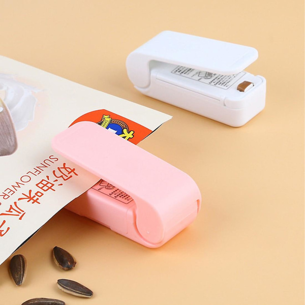 Mini förseglingsmaskin Snack Plastpåse Förseglingsmaskin Bag Sealer Handhållen vakuumförsegling, för plastpåsar Förvaring 2st white