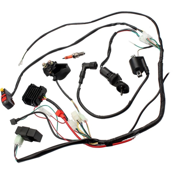 Complete Electrics Wiring Harness CDI Ignition Coil Solenoid Relay Kits for 4-Stroke ATV QUAD Dirt Bike 150Cc 200Cc