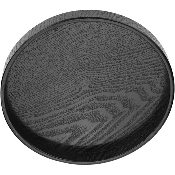 Rund brett Dekorativ brett Svart tre Rund form massivt tre Te Kaffe Snacks Mat Måltid Serveringsbrett Tallerken Restaurantbrett 30 cm (21 cm)