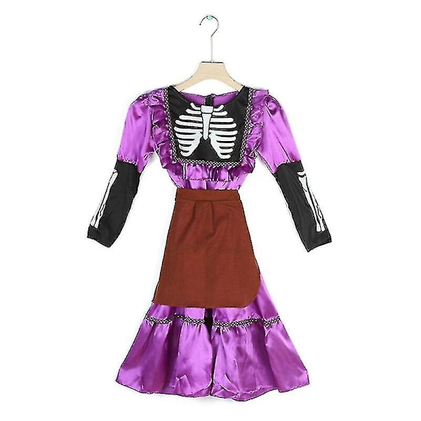 Coco Mama Imelda Cosplay Kostume Piger Skelet Kjole Musik Drømmer Rundt Halloween Party Fancy Dress Til Børn Lilla R L-(130cm)