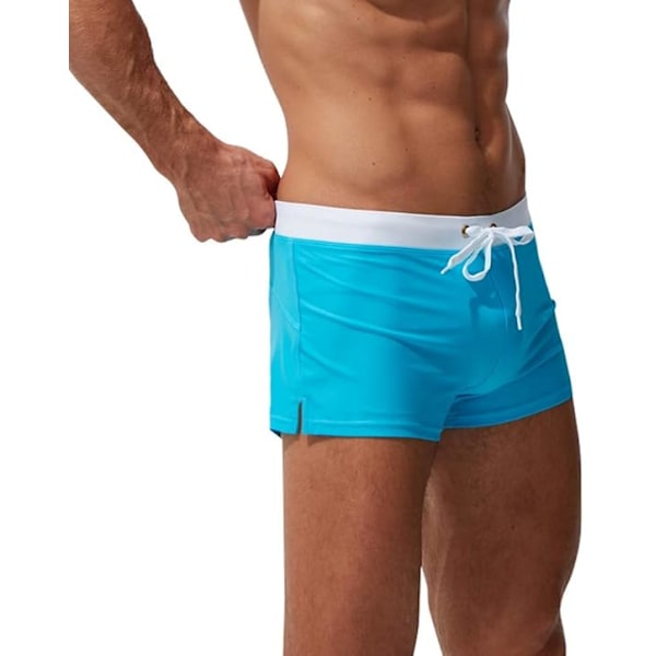 Badebukser Herre Badebukser for Menn Pustende Badebukser Bukser Solid Badetøy Strandshorts Slim Wear L Blue