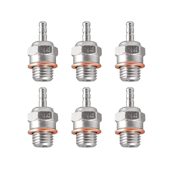 6 st glödstift N4 Hot Spark Nitro-motordelar ersätter Os 8 för 1/8 1/10 Rc bil lastbil As Shown