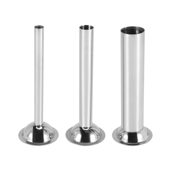 3pcs Stainless Steel Sausage Stuffer Filling Tubes Funnels Nozzles Spare Parts Filler Tube, Diamete Silver