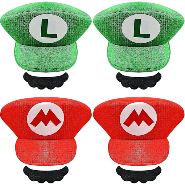 8 st Super Mario Bros Mario och Luigi hattar med skägg Mario Cosplay kostymtillbehör kit för Halloween kostymer kvinnor män barn Halloween outfits C