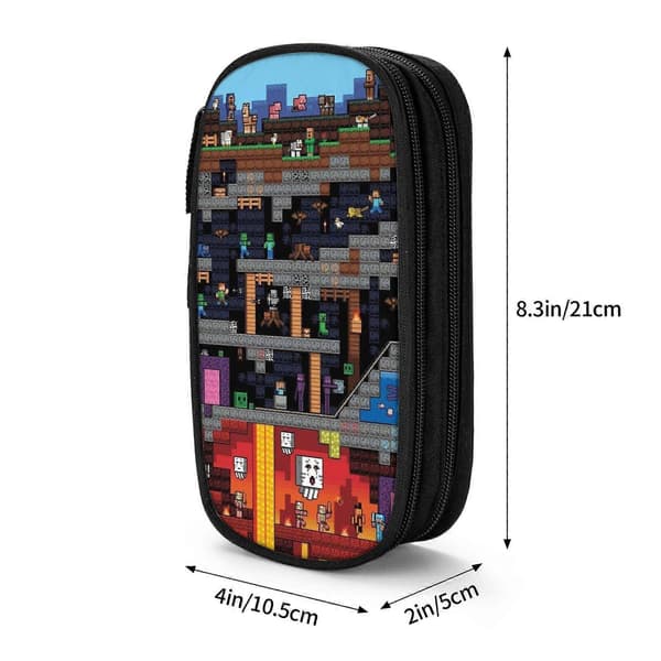 b572 Minecraft Penalhus til Børn & Voksne - Holdbart Polyester med 5 Penneholdere & Mesh Organizer (Vaskbart) e572