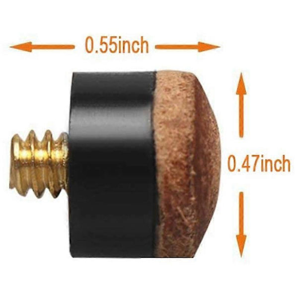 12 sett 12MM Biljard Pool Cue Tips Messing Skrue Erstatning Tips med Pool Cue Ferrule for Snooker Pool Cues