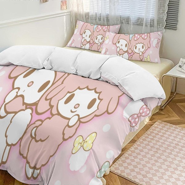 v1238 Sanrio Dynesett Tykkere Mykt 3-delt Sengesett Helårs Dynetrekk med 2 Putetrekk for Voksne Kvinner Jenter Tenåringer Hjem Rom Dekor io1238 135x200cm 53x78in