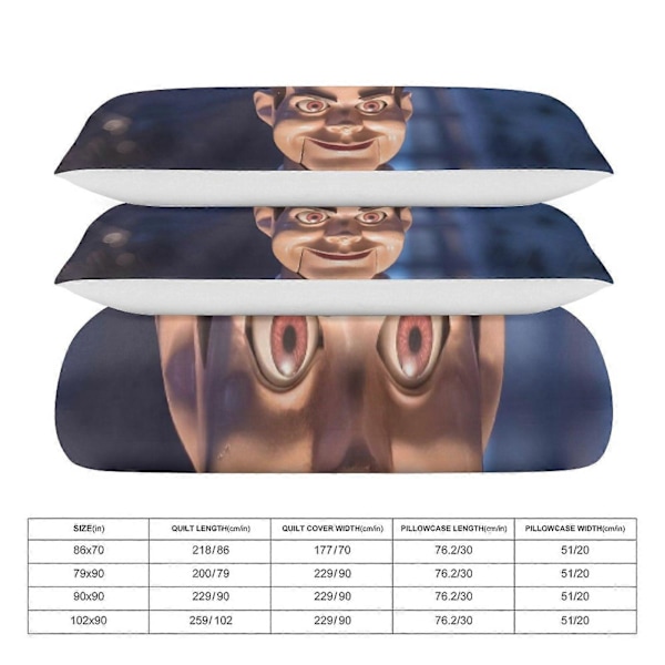 v1419 Goosebumps Slappy Quilt Sæt Tyk Blød 3 Dele Sengesæt Helårs Dynebetræk med 2 Pudebetræk til Voksne Kvinder Piger Teenagere Hjem Værelse De 135x200cm 53x78in