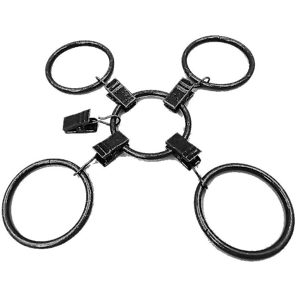 30 stk. Metalgardinringe med clips Sort dekorativ gardin