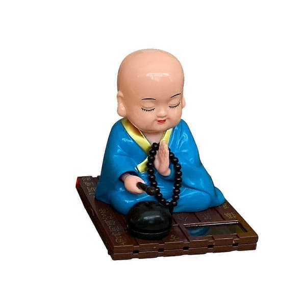 Buddha Bobble Head Solardriven liten skrattande Buddha-figur Blue