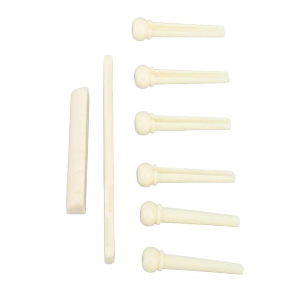 Acoustic Guitar Bridge Set Nut Saddle String Pins Plastic Instrument Accessories for Playing 0.1