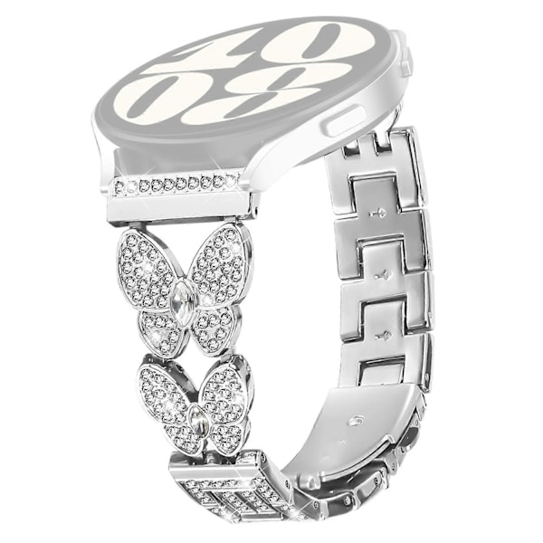 Armband för Huami Amazfit GTR 4 46mm med Fjärilsdesign, Rhinestones, Silverlegering