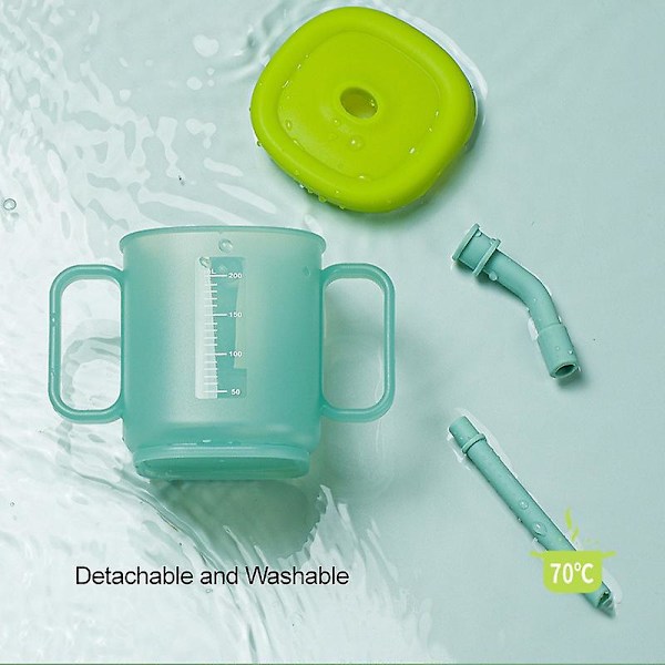 200ml Baby Sippy Cup Träningsdrickslutningskopp med skala (BPA-fri, inget FDA-certifikat) - Multicolor Green