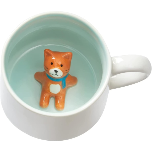 3d kaffemugg Cat Inside Cup, bästa kakaokoppar parmuggar (vit katt)